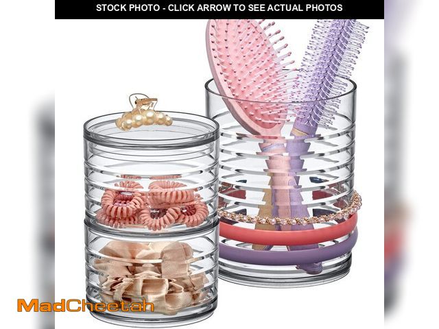 Lot 74-14144447 - Amazing Abby - Intrigue - Acrylic Headband Organizer, Plastic Hairbrush Holder, Stackable Container ...