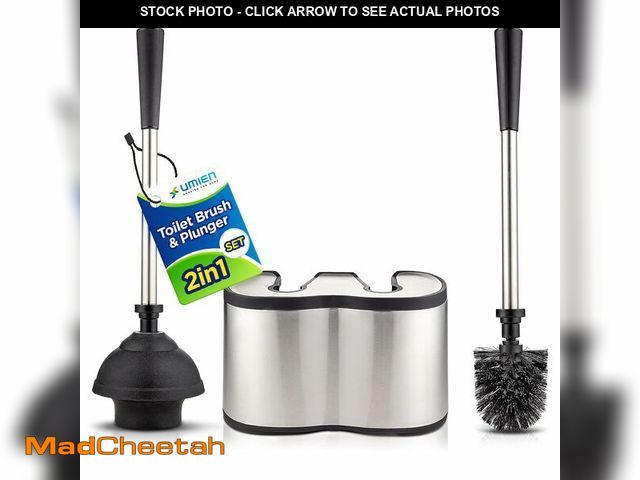 Lot 74-12882811 - UMIEN Toilet Brush and Plunger Set 18-in - Updated 2025 No-Rust - Stainless Steel Design - Long Hand...