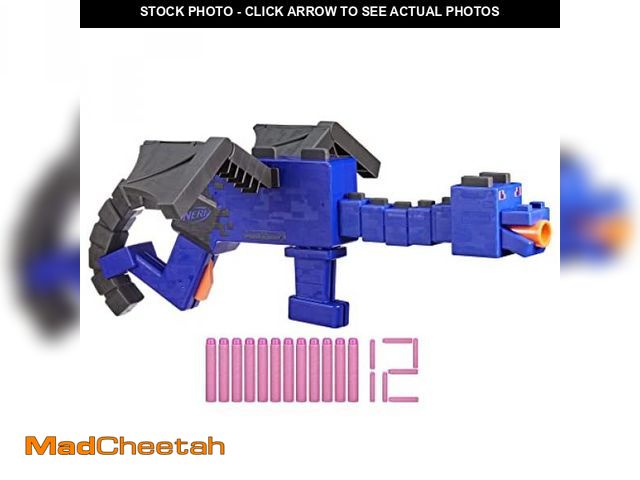 Lot 74-12170897 - NERF Minecraft Ender Dragon Blaster, 4-Dart Internal Clip, 12 NERF Elite Foam Darts, Design Inspired...