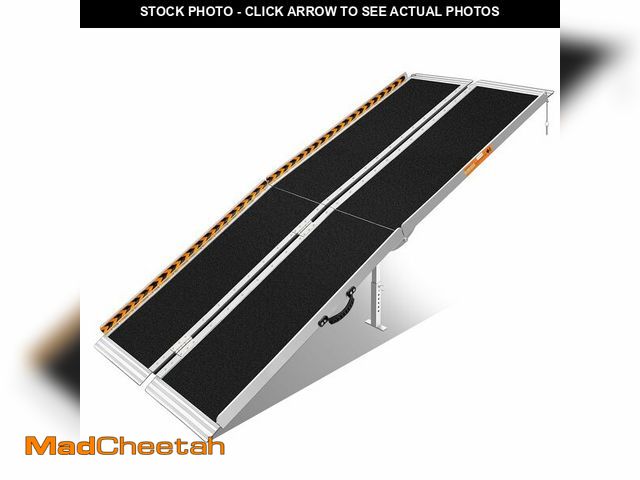 Lot 74-13580383 - FACHNUO 8 Feet Portable Wheelchair Ramp, Non-Skid Aluminum Handicap Ramps with Handle, Folding Thres...