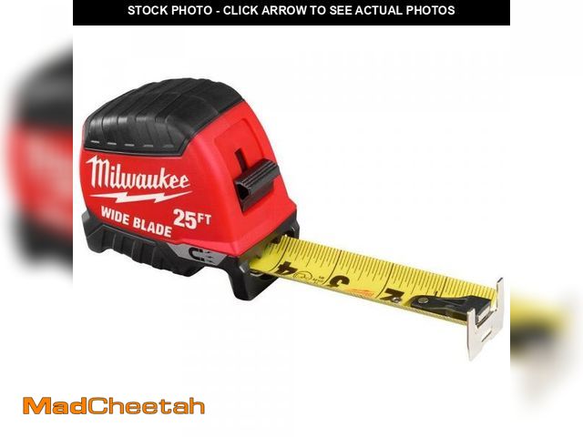 Lot 74-12142845 - Milwaukee 25 Ft. L X 1-5/16 in. W Compact Wide Blade Magnetic Tape Measure 1 Pk - USED