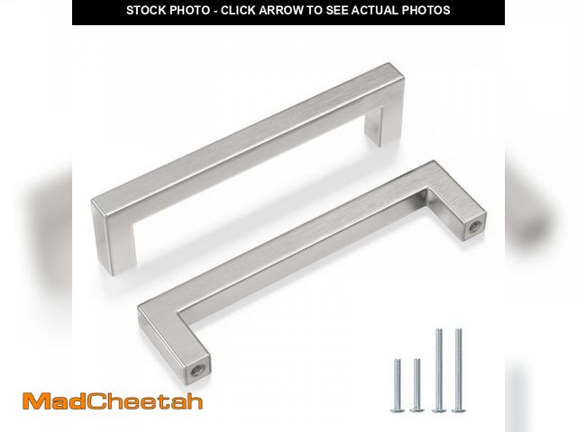 Lot 74-11550559 - goldenwarm Brushed Nickel Cabinet Pulls Silver Drawer Handles Square Hardware for Kitchen Dresser, 5...