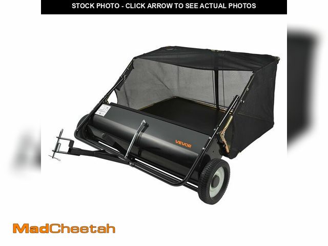 Lot 74-12631011 - VEVOR Tow Behind Lawn Sweeper, 44 in Pull Behind Lawn Sweeper, 25 cu. ft Large Capacity Leaf &amp; G...