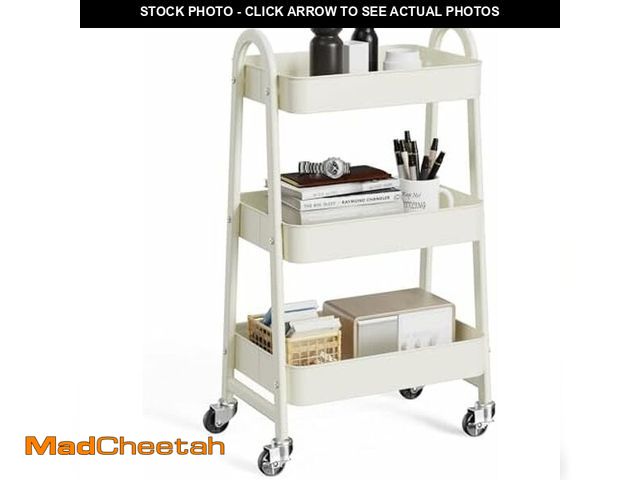 Lot 74-13041626 - (MISSING HARDWARE) OLIXIS 3 Tier Utility Rolling Cart, Metal Mobile Storage Shelf with Lockable Cast...