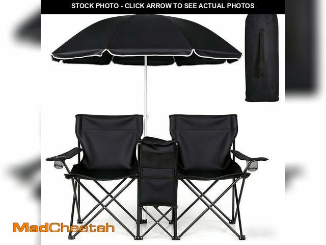 Lot 74-14607582 - COWIN Outdoor Foldable Picnic Double Chair ,Camping Chairs with Umbrella Camping Double Portable Cha...