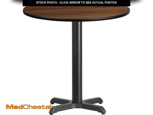 Lot 74-12137696 - (MISSING BOTTOM) Flash Furniture Graniss 30'' Round Walnut Laminate Table Top with 22'' x 22'' Table...