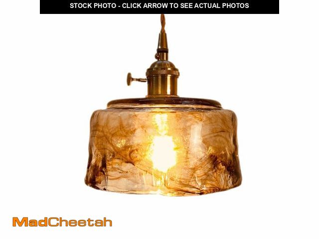 Lot 74-14270564 - NICRX Vintage Amber Glass Pendant Light with Brass Gold Socket E26 Holder and Switch,Adjustable Cord...
