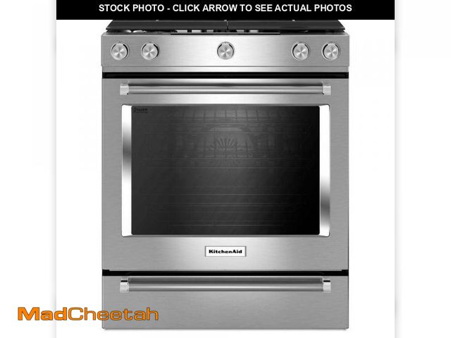 Lot 74-12413804 - (DENTED ON BOTTOM) KitchenAid 5.8 cu. ft. Slide-In Gas Range with Self-Cleaning Convection Oven in S...