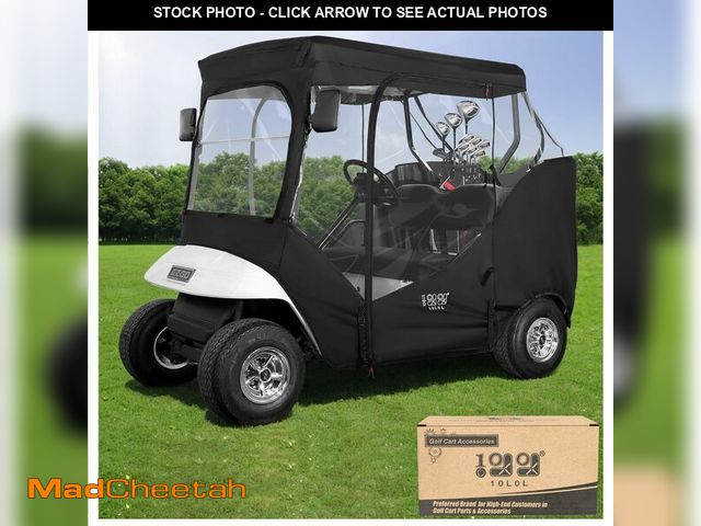 Lot 74-12956340 - 10L0L Golf Cart Black Enclosure Cover for 2 Passenger EZGO TXT, 4-Sided Clear Window Rain Cover All ...