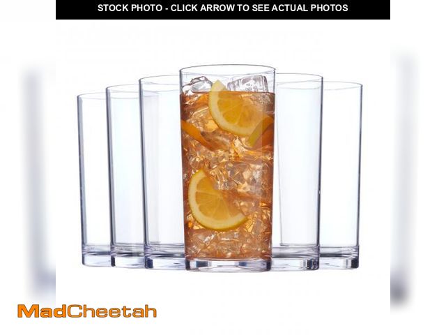 Lot 74-12314631 - US Acrylic Classic Clear Plastic Reusable Drinking Glasses (Set of 6) 24oz Iced-Tea Cups | BPA-Free ...