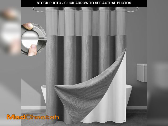 Lot 74-14266843 - EUTXL 256GSM Heavyweight Waffle Weave Shower Curtain with Snap-in Liner, Extra Thick &amp; Weighted ...