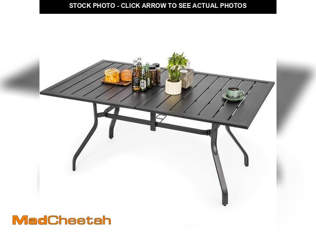 Lot 74-12770981 - Unbranded 6-Person Outdoor Patio Dining Table with Umbrella Hole Rectangular Patio Furniture Table f...