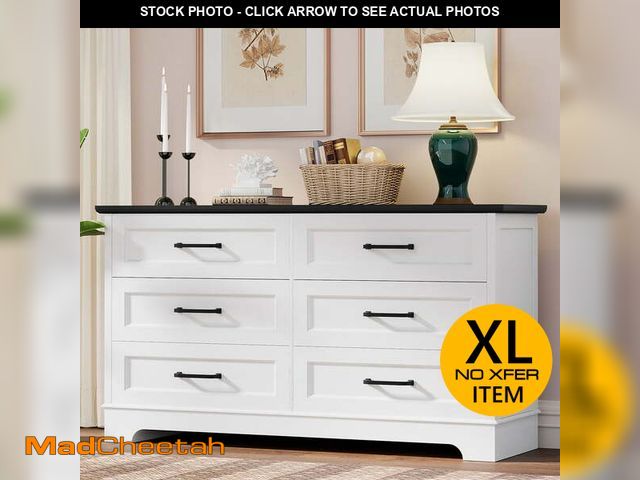 Lot 74-12803412 - Homall 6-Drawer Wood Dresser for Bedroom, Large Storage Cabinet with Anti-Tip Safety and Modern Arch...