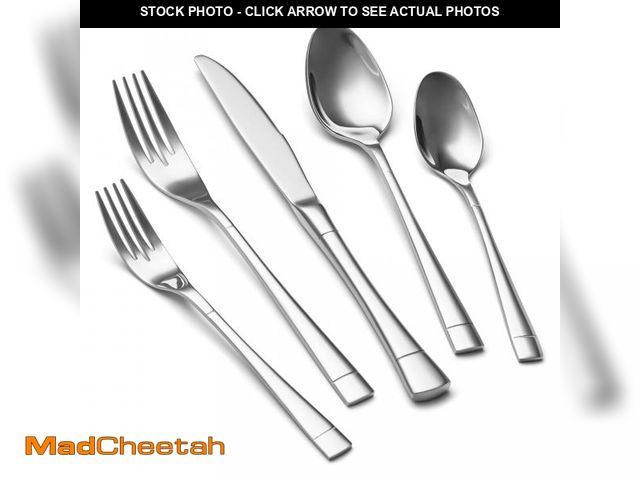 Lot 74-12114024 - EIUBUIE Heavy Duty Silverware Set for 8, 40-Piece 18/10 Stainless Steel Flatware Set, Mirror Polishe...