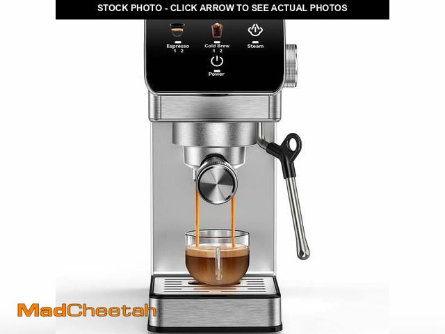 Lot 74-12835874 - Espresso Machine 20 Bar, Rapid Cold Brew, Stainless Steel Coffee Machine with 40oz Removable Water T...