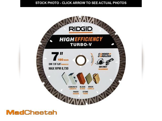 Lot 74-14411226 - RIDGID TURBO-V 7 In. Turbo Rim Diamond Blade for Masonry High Efficiency Cutting - UNUSED
