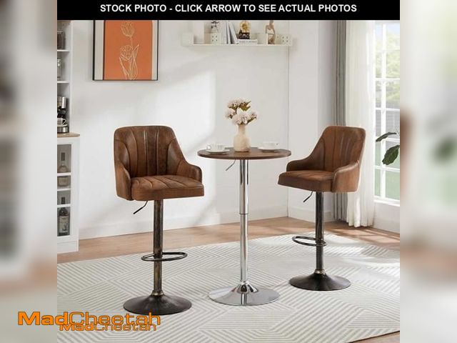 Lot 74-11827449 - VECELO Bar Stools Set of 2, Adjustable Barstools, Counter Height Stools with Back and Arm, Kitchen I...
