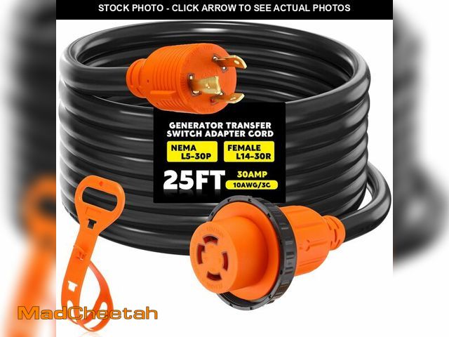 Lot 74-12881491 - Saysurey NEMA L5-30P to L14-30R Generator Transfer Switch Adapter Cord, 30 Amp Locking L5-30P Male t...