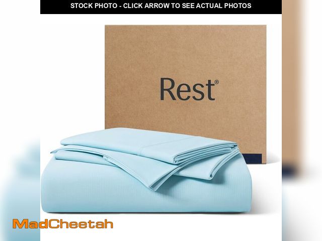 Lot 74-13523678 - RESTÃâÃÂ® EvercoolÃâÃÂ®+ Starter Sheet Set King Light Blue Breathable Bed Sheets for Hot Sle...