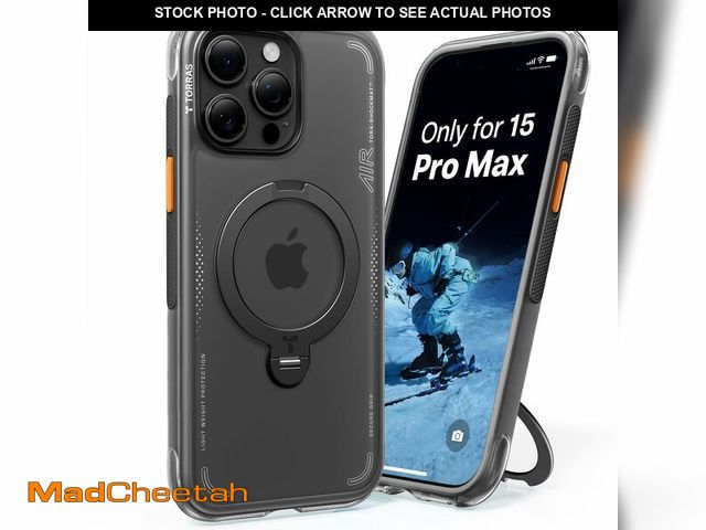 Lot 74-14214439 - TORRAS Ostand Q3 Air for iPhone 15 Pro Max Case with MagSafe &amp; 360 Magnetic Stand, Dynamic Airba...