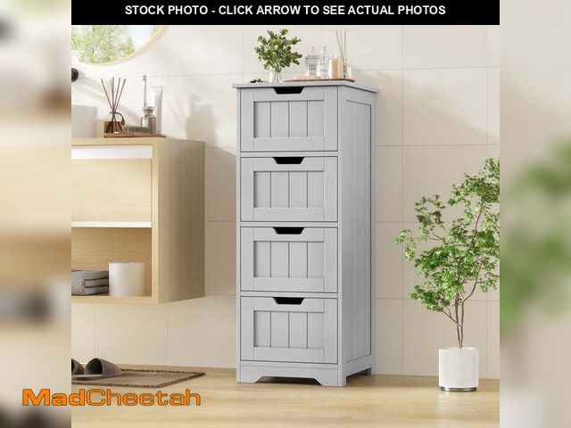 Lot 74-14437955 - Homfa Bathroom Storage Cabinet, Free Standing Narrow Cabinet with 4 Drawers Entryway Storage Organiz...