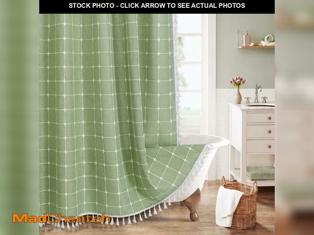 Lot 74-14383058 - MitoVilla Sage Green Boho Farmhouse Shower Curtains for Modern Country Bathroom Decor, Thick Polyest...