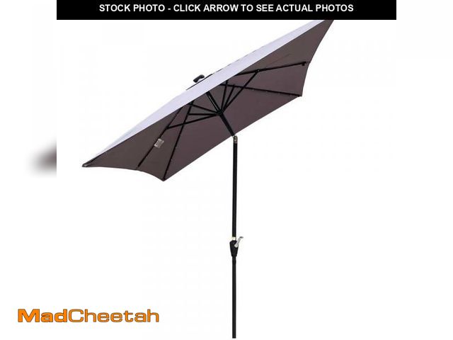Lot 74-12462970 - GOSHADOW 10 ft. x 6.5 ft. LED Lighted Market Solar Outdoor Umbrellas with Crank and Push Button Tilt...