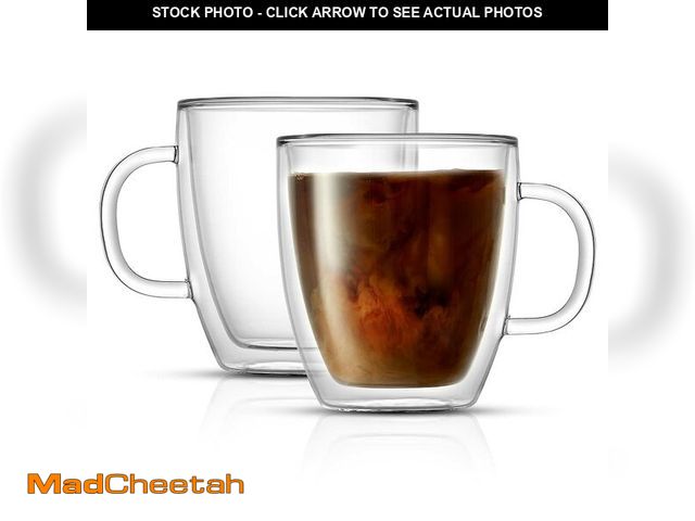 Lot 74-12702276 - JoyJolt Savor Double Wall Insulated Glasses - Coffee Mugs (Set of 2) - 13.5-Ounces - UNUSED