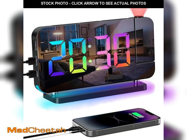 Lot 74-12216437 - Hanaix Projection Alarm Clock for Bedroom Ceiling,RGB Digital Clocks Radio with 10 Colors RGB Night ...