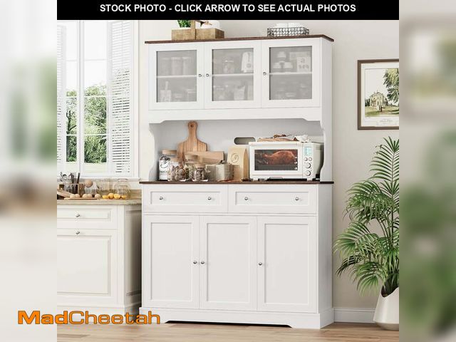 Lot 74-14307982 - Hiphuta 72"Tall Kitchen Pantry Storage Cabinet with Power Outlet, Freestanding Cupboard Storage Buff...