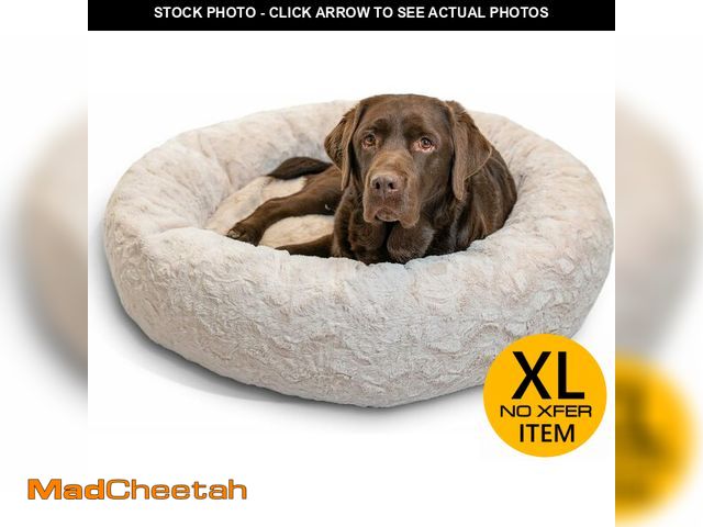 Lot 74-13844383 - Best Friends by Sheri The Original Calming Donut Dog Bed for Large Dogs up to 100 lbs, Lux Faux Fur,...