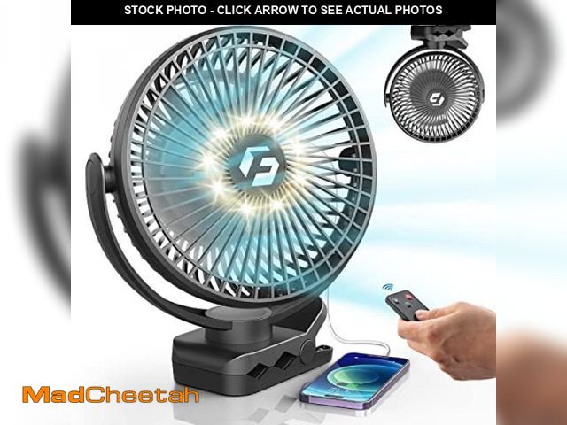 Lot 74-12328279 - Korbot 8-inch Clip-on Fan - 12000mAh Portable Rechargeable Battery With 3 Speeds and Strong Airflow,...