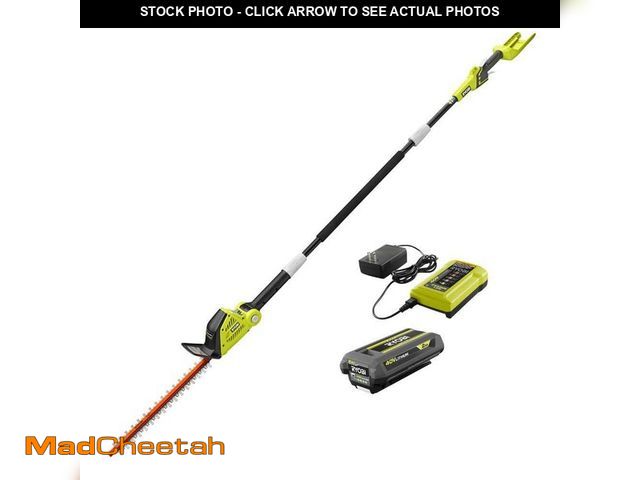 Lot 74-13778676 - RYOBI 40V 18 in. Cordless Battery Pole Hedge Trimmer with 2.0 Ah Battery and Charger - UNUSED