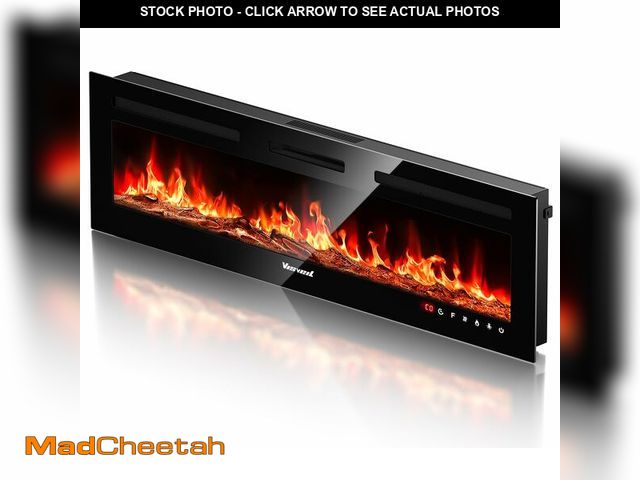 Lot 74-12694424 - Electric Fireplace 60Inch,Realistic Flame Electric Fireplace Heater,Log Set,Crystal Flames 750-1500W...