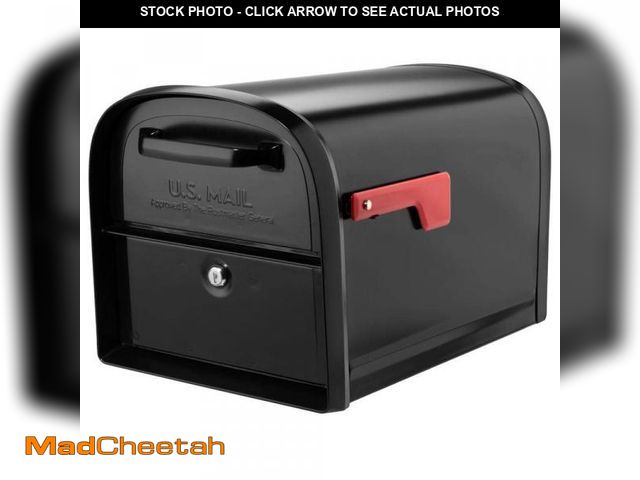 Lot 74-11825478 - (DENTED) Architectural Mailboxes Oasis 360 Black, Large, Steel, Locking Parcel Mailbox with 2-Access...