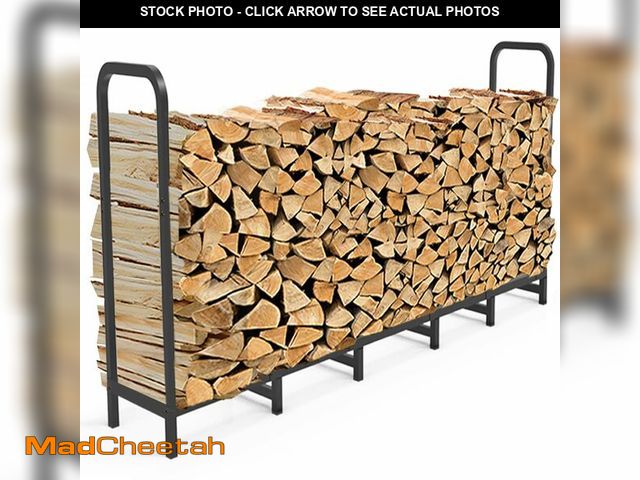 Lot 74-12706494 - Tikimilor 6.7ft Firewood Rack Holder, Adjustable Heavy Duty Fire Log Stacker Stand for Fireplace, Ou...