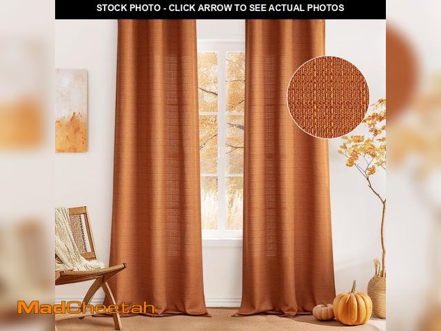 Lot 74-12357094 - MIULEE Orange Faux Linen Textured Curtains 84 Inch Length 2 Panels Set for Living Room Bedroom Priva...