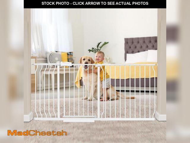 Lot 74-12167463 - HOOOEN Extra Wide Baby Gate Extra Tall Dog Gate for Stairs Doorways White Metal Tension Child Pet Sa...