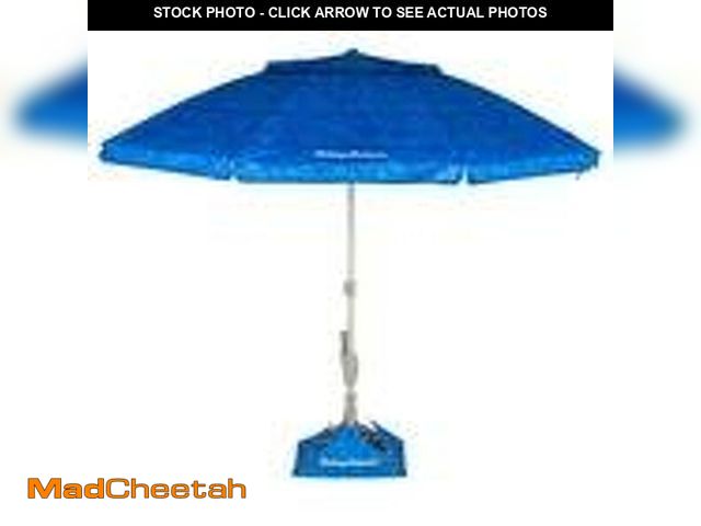 Lot 74-14361214 - Tommy Bahama 7.5' Beach Umbrella w/ Tilt &amp; Anchorx - BLUE - UNUSED