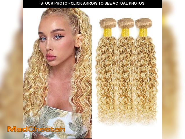 Lot 74-14045739 - Blonde Bundles Human Hair 27/613 Kinky Curly Bundles 613 Human Hair Bundle 14 16 18 inch Two Tone 27...