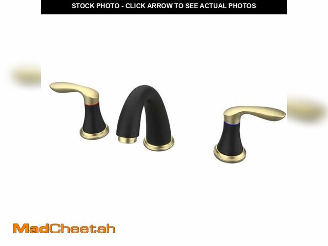 Lot 74-13947767 - Bathroom Sink Faucet, Faucet for Bathroom Sink, Widespread Black and Gold Bathroom Faucet 3 Hole wit...