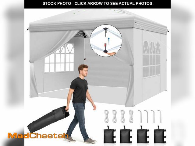 Lot 74-12782153 - Ktaxon 10x10 Ez Pop Up Canopy Tent,Outdoor Sun Shade Shelter,Outdoor Gazebo,One Push Setup with Side...