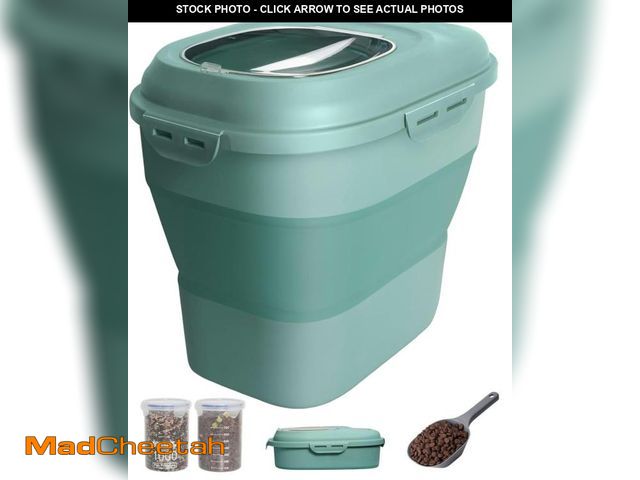 Lot 74-12434919 - DDMOMMY 32-35 Lbs Dog Food Storage Container Collapsible Dog Food Container with Airtight Lids, Whee...