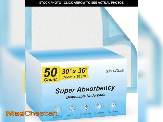 Lot 74-12302690 - 50 Count 30Ã¢â¬Â x 36Ã¢â¬Â Super Absorbency Disposable Underpads, Leakproof Quick Drying, Baby P...