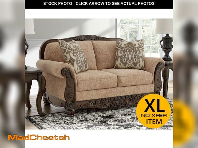 Lot 74-14224044 - Signature DESIGN BY ASHLEY Havenworth 68 in. Solid Polyester 2 Seat Loveseat in Gold with Reversible...