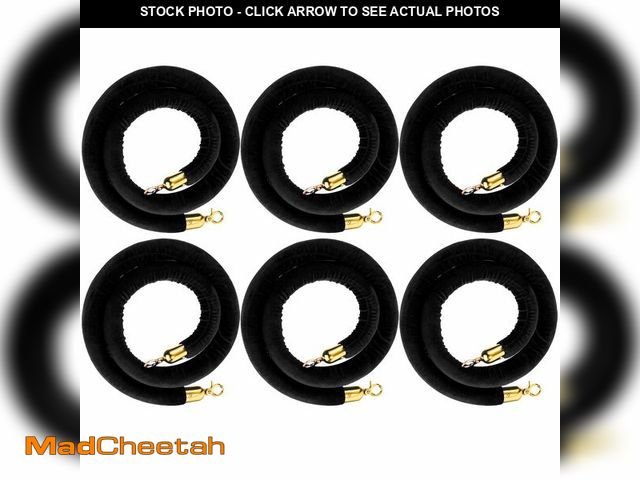 Lot 74-14154932 - Woanger 6 Pack Velvet Stanchion Rope, 5 Feet Crowd Control Stanchion Ropes Safety Barrier with Gold ...