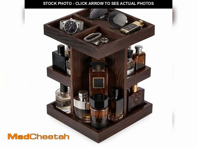 Lot 74-14212658 - ProCase 3-Tier 360ÃÂ° Rotating Cologne Organizer for men, Large Capacity Wooden Countertop Display ...