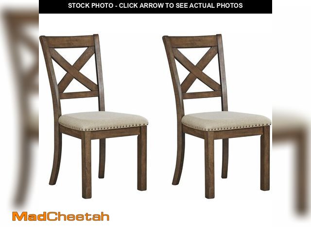 Lot 74-12918973 - Signature Design by Ashley Moriville Modern Farmhouse 19" Upholstered Dining Room Chair, 2 Count, Br...