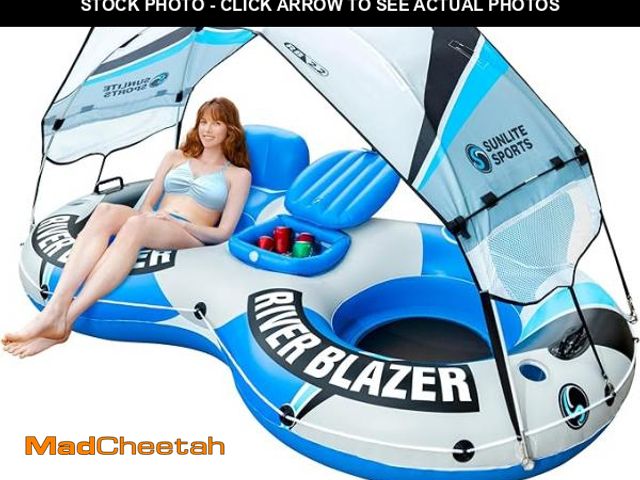 Lot 74-12541515 - (MISSING CANOPY) Sunlite Sports Heavy Duty River Tube Inflatable, Premium Water Float to Lounge Abov...