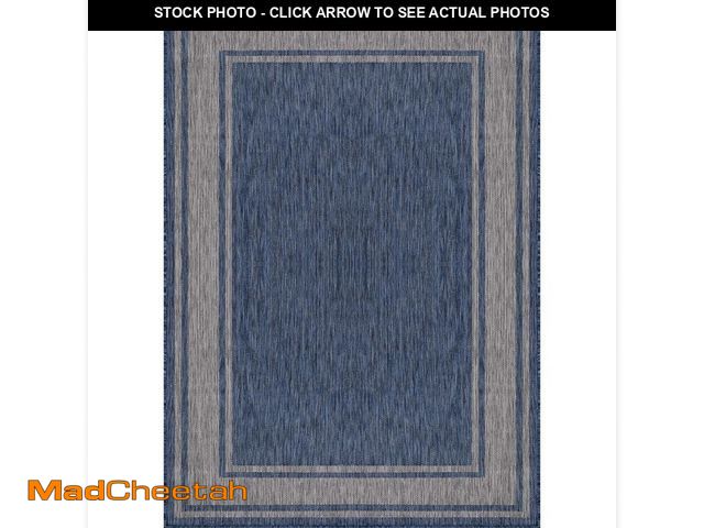 Lot 74-12640392 - Beverly Rug Essence Navy/Silver 10 ft. x 14 ft. Bordered Easy to Clean Indoor Outdoor Area Rug - UNU...